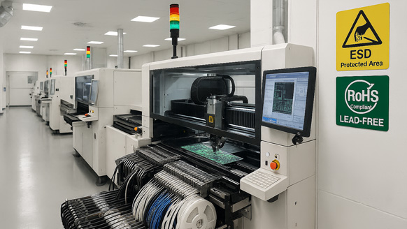 SMT automated assembly line for LED display modules — RoHS compliant production